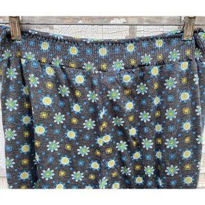 Womens Loose Boho Pants Lightweight Printed Blue Large